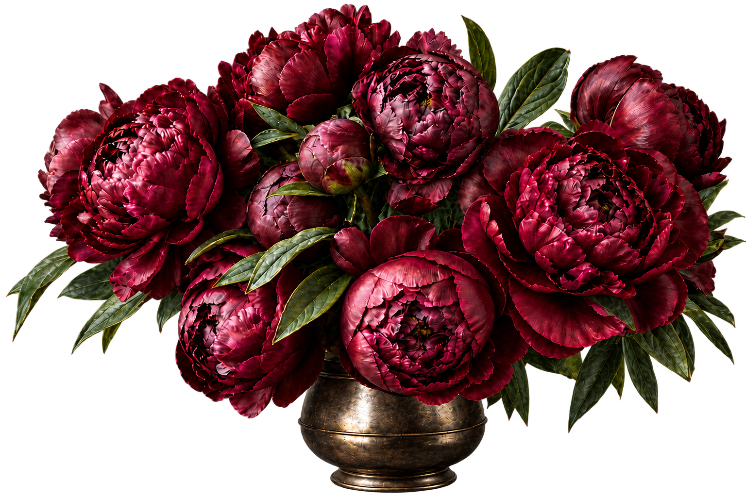 Dark red peony bouquet