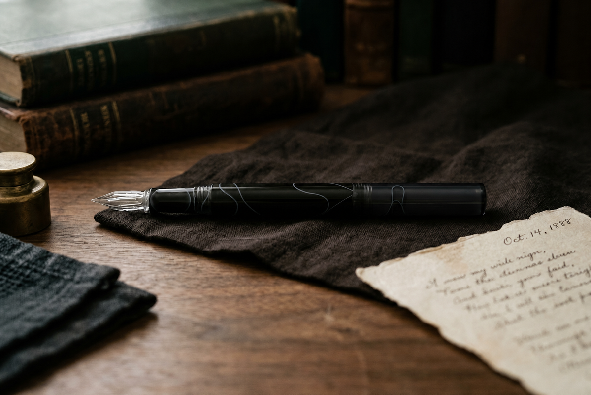 Guitar Glass Dip Pen with Cap - Aurora Borealis