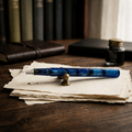 Guitar Glass Dip Pen with Cap - Aurora Borealis