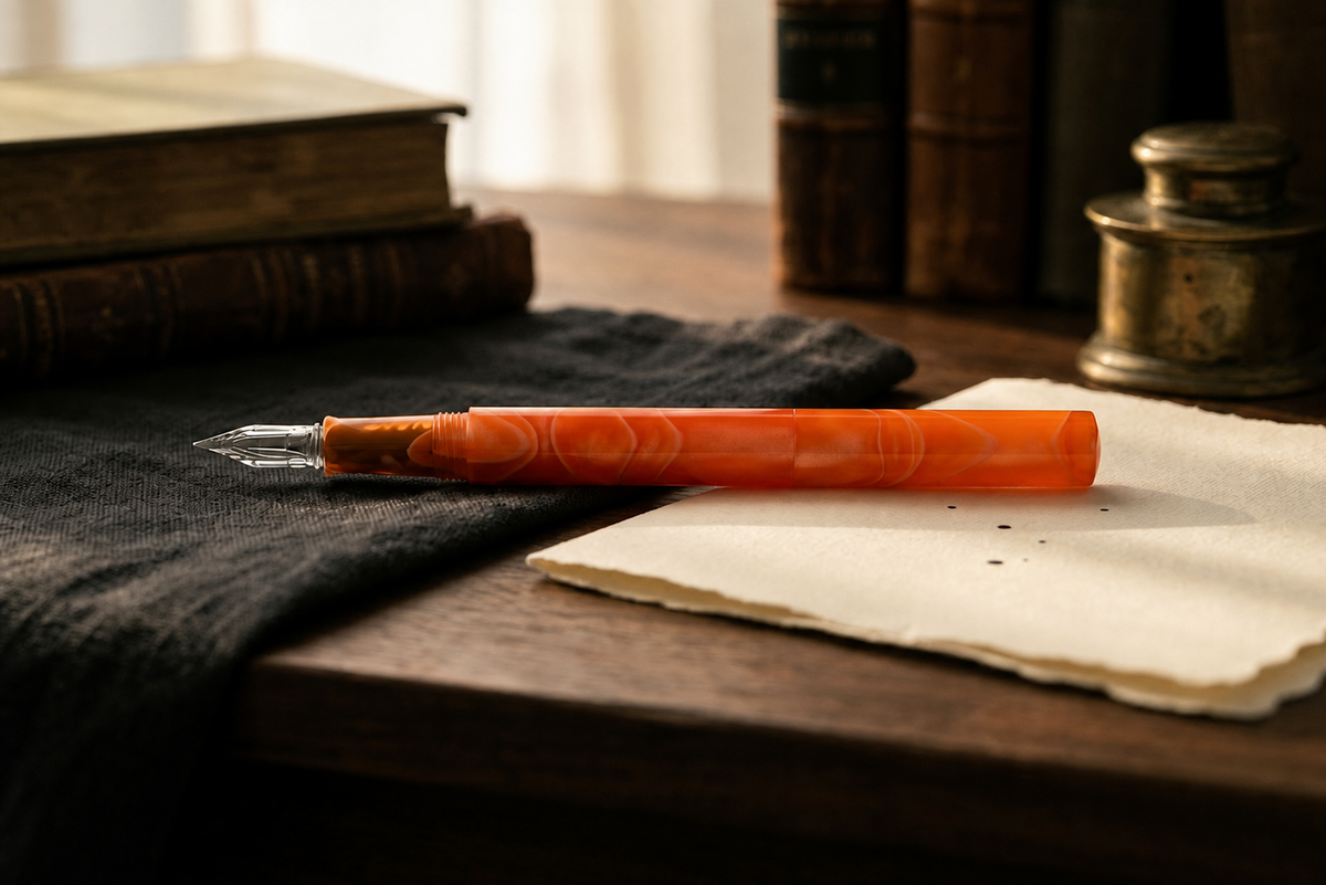 Guitar Glass Dip Pen with Cap - Aurora Borealis