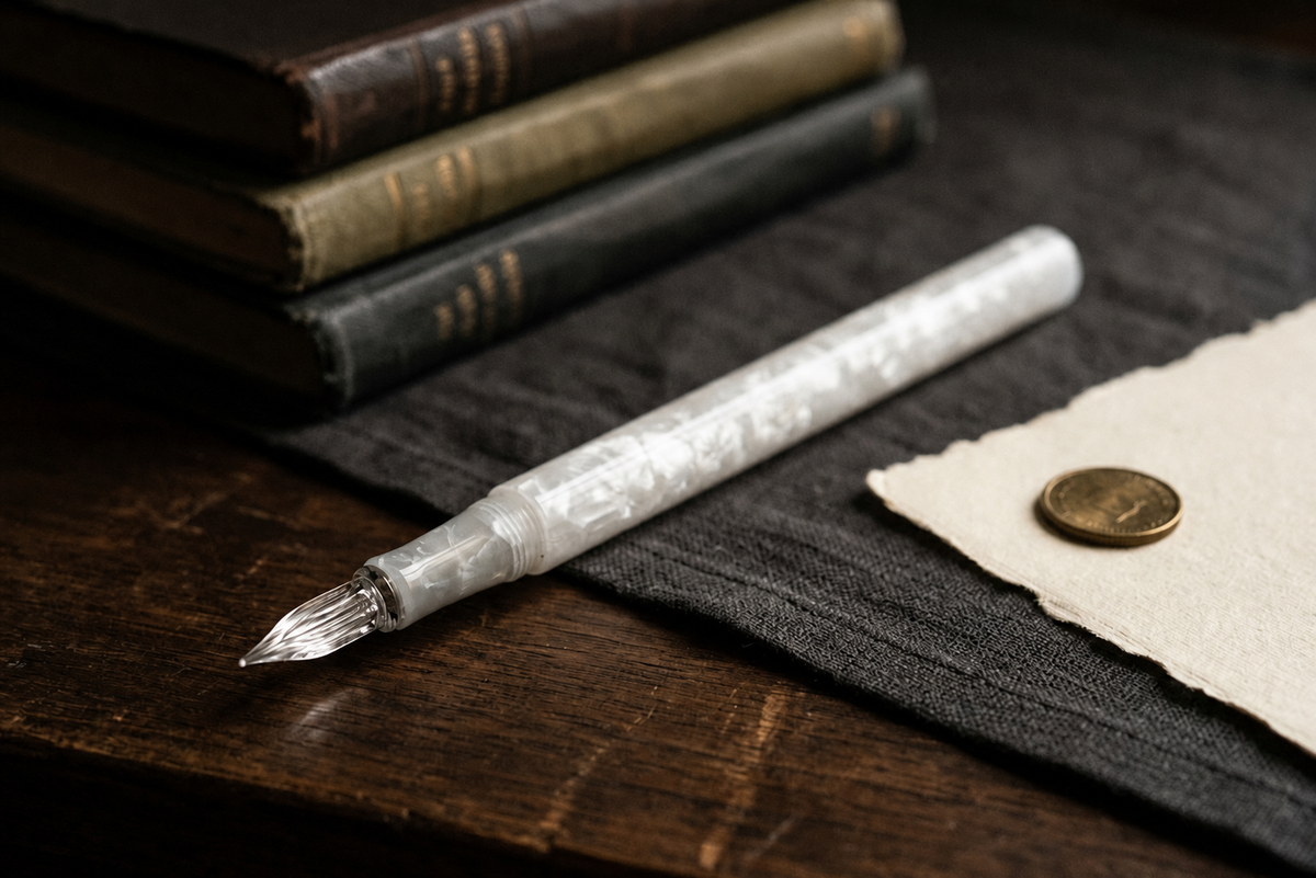 Guitar Glass Dip Pen with Cap - Aurora Borealis